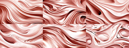 Sculptural liquid waves abstract composition. Three-dimensional effect. Background for landing, template or presentation. Inspiration of 3d art. Contemporary trendy cover, header, poster, designの素材
