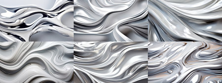 Sculptural liquid waves abstract composition. Three-dimensional effect. Background for landing, template or presentation. Inspiration of 3d art. Contemporary trendy design, poster, header, coverの素材