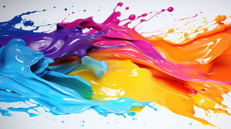 Trendy colorful multicolor splash. Abstract 3d style, inspired by acrylic fluid art and waves energy. Luxury abstraction screen and wallpaper. Composition for yours hposter, design, coverの素材