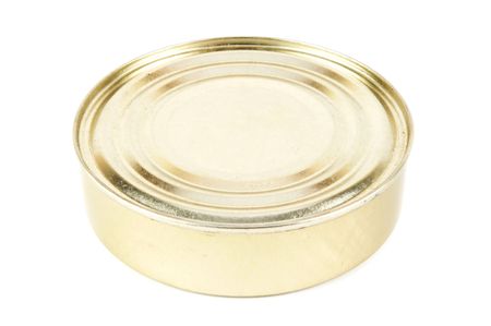Round metal can. Isolated on a white background.