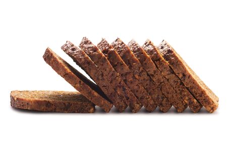 Cut bread isolated on a white background.