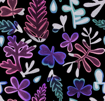 Seamless watercolor pattern made of wild flowers, meadow plants, leaves and herbs. Bright hand drawn...