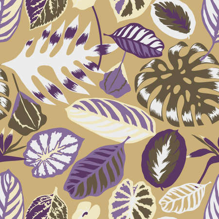 Vector floral seamless pattern with tropical Monstera leaves,Flamingo flower and exotic foliage. Bright botanical pattern with Palm leaves.Backdrop for wallpaper, fabric, textile, wrapper or surface.の写真素材