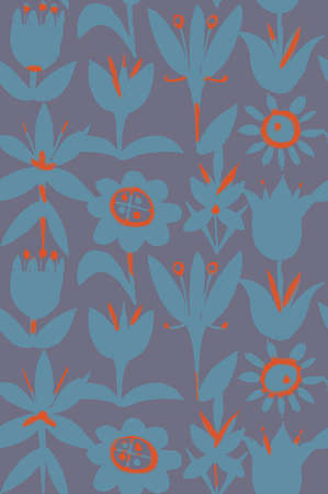 Floral seamless pattern with abstract colorful plants and flowers. Hand drawn watercolor botanical elements in folk style. Decorative backdrop for fashion prints, fabric, textile, wrapper or surface.の写真素材