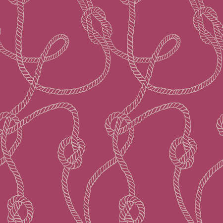 seamless pattern made of twisted ropes with knots. Abstract graphic drawing. Plane nautical ornament.のイラスト素材