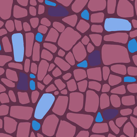Abstract repeating geometric background with chaotic texture. Irregular blocks pattern. Seamless paving stone, stained glass mosaic tracery.のイラスト素材
