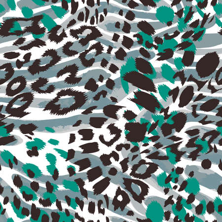 Abstract artisitc pattern with sophisticated camouflage texture. Animal skin leopard spots fur with zebra stripes skin background. Trendy stripes animal pattern. Good for fabric and textile.のイラスト素材
