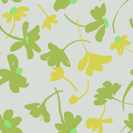 Vector botanical seamless pattern. Background with flat daisies. Collage, cutout paper style. Elegant summer flowers. Good for textile design, fabric, clothes, surface, wallpaper.のイラスト素材