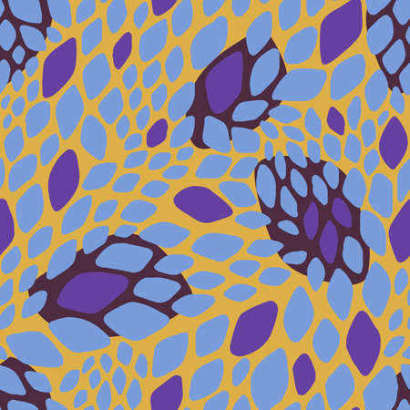 Abstract seamless geometric pattern. Colorful rhombuses. Stylish background with hand drawn scale. Squama. Snake skin texture. Vector illustration with leaves.のイラスト素材
