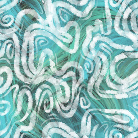 Abstract geometric background. Hand drawn wide curved lines with curls. Watercolor texture. Wriggled stripes.の写真素材