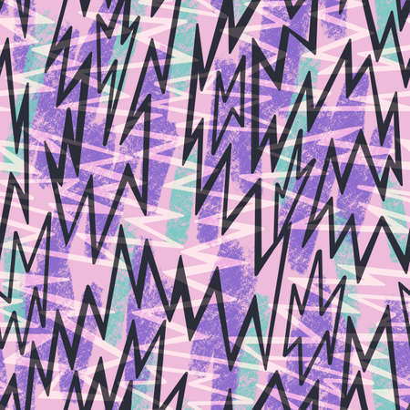 Thin zig zag lines seamless pattern. Abstract geometric elements. Artistic lines background. Grunge texture with painted brush strokes. Fashion design for textile, fabric, sportswear and any surface.の写真素材