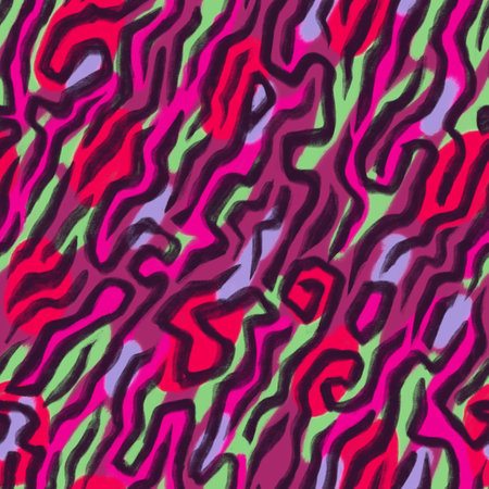 Abstract geometric seamless pattern. Hand drawn curved lines and shapes. Painted colorful texture. Modern artistic ornament for sportswear, textile, fabric and wrapper.の写真素材