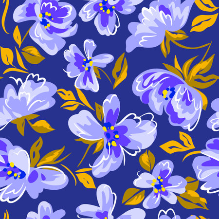 Artistic floral background. Seamless pattern made of abstract peony flowers with blurred petals texture. Summer nature ornament. Large flowers in bloom.のイラスト素材
