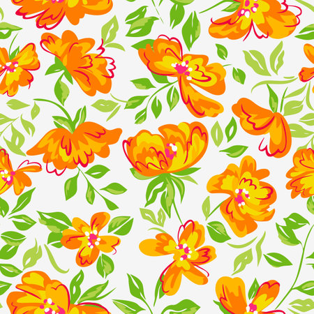 Artistic floral background. Seamless pattern made of abstract peony flowers with blurred petals texture. Summer nature ornament. flowers in bloom.のイラスト素材