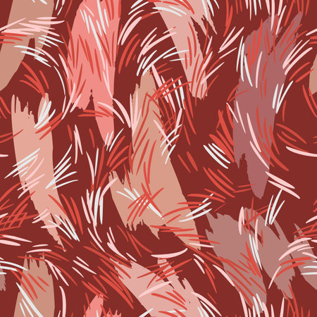 line art. Seamless pattern made of artistic colorful stroke lines. Abstract geometric background. Nature botanical ornament, meadow grass and herbs print with brush strokes texture.のイラスト素材