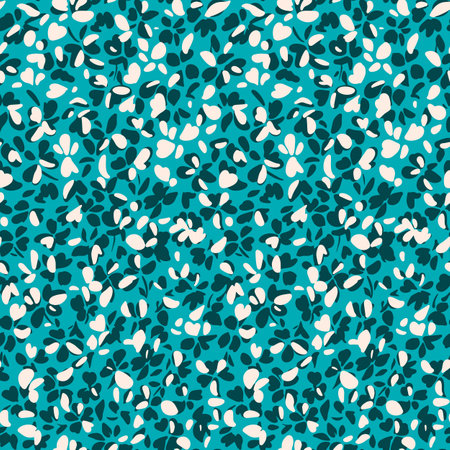 simple botanical background. nature ornament. Seamless pattern made of plain flower buds. Glade of small modest daisies. trendy flat illustration. Fashion, textile and fabric application.のイラスト素材
