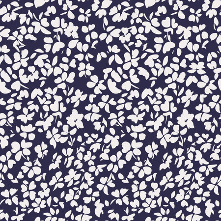 simple botanical background. nature ornament. Seamless pattern made of plain flower buds. Glade of small modest daisies. trendy flat illustration. Fashion, textile and fabric application.のイラスト素材
