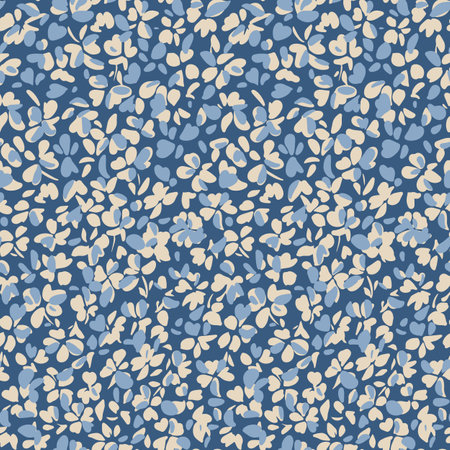 simple botanical background. nature ornament. Seamless pattern made of plain flower buds. Glade of small modest daisies. trendy flat illustration. Fashion, textile and fabric application.のイラスト素材