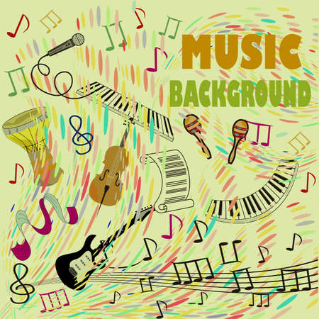 The concept of a musical abstract poster of musical elements and instruments.のイラスト素材