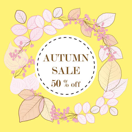 Vector background with red, orange, brown and yellow falling autumn leaves.のイラスト素材