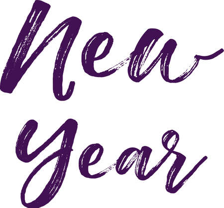 New Year Lettering Design Set in cursive colored illustration.のイラスト素材