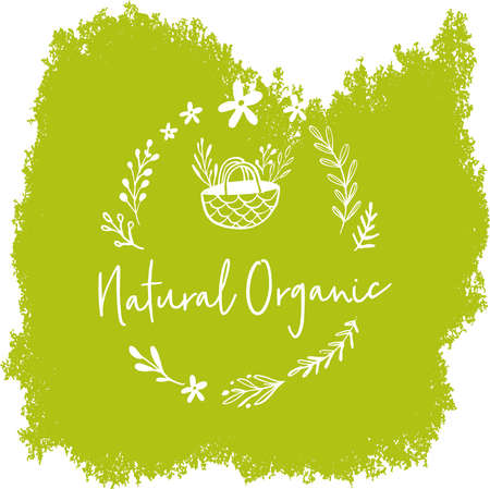 Set of four healthy food labels with lettering. Vegan food stickers.のイラスト素材