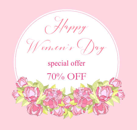 International womens day poster.Floral Greeting card.Season discount banner.のイラスト素材