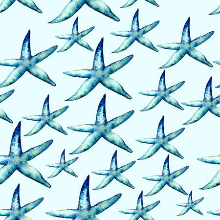 Light watercolor blue fishes on the black background.の写真素材