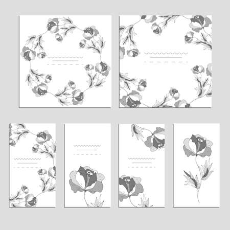 Botanic card with wild flowers and leaves. Spring ornament concept.のイラスト素材