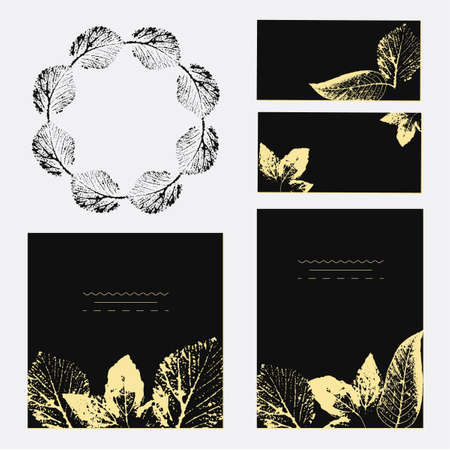 Collection of vector template label, visit cards, square greeting cards and banners with home plants, wild flowers and herbs.Business set of design templates Layout, mockup design for cosmetics.のイラスト素材