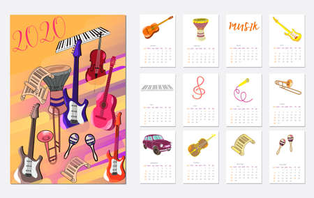 Calendar Layout for 2020 years.のイラスト素材