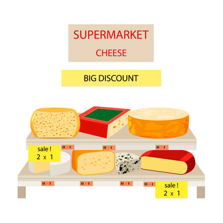 An isolated collection of dairy products for supermarkets.のイラスト素材