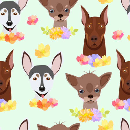 Childish seamless pattern with dogs.Perfect for kids apparel,fabric, textile, nursery decoration,wrapping paper.のイラスト素材