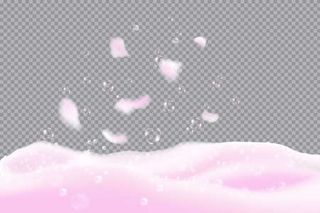 Bath foam isolated on transparent background. Shampoo bubbles texture.のイラスト素材