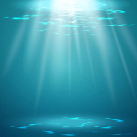 Swimming pool with blue water.Texture of water surface and tiled bottomのイラスト素材