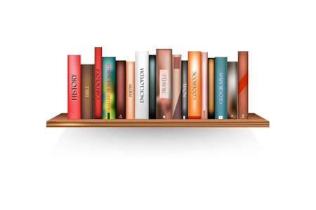 Bestseller mockup with cover stand on shelf in library or store.のイラスト素材