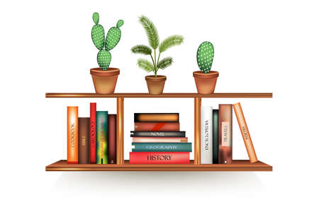 Bestseller mockup with cover stand on shelf in library or store.のイラスト素材