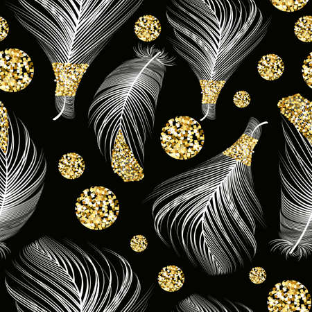 Seamless pattern of flying feathers.のイラスト素材