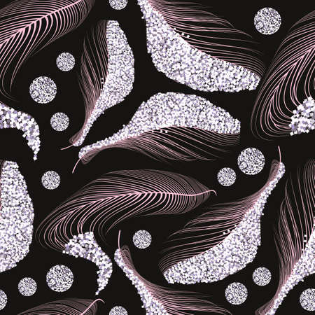Seamless pattern of flying feathers.のイラスト素材