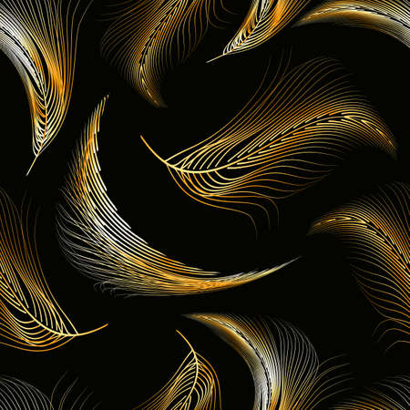 Seamless pattern of flying feathers.のイラスト素材