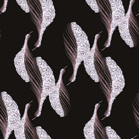 Repeating texture. Boho style.Seamless pattern with feathers.