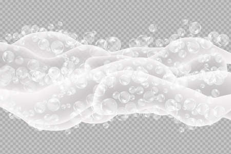 Bath foam isolated on transparent background.Sparkling shampoo and bath lather vector illustration.のイラスト素材