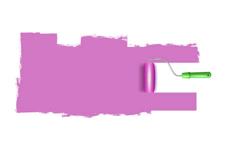Vector illustration of a painted wall and a paint roller.のイラスト素材
