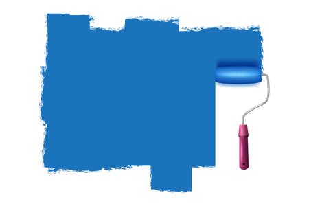 Vector illustration of a painted wall and a paint roller.のイラスト素材