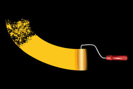 Vector illustration of a painted wall and a paint roller.のイラスト素材