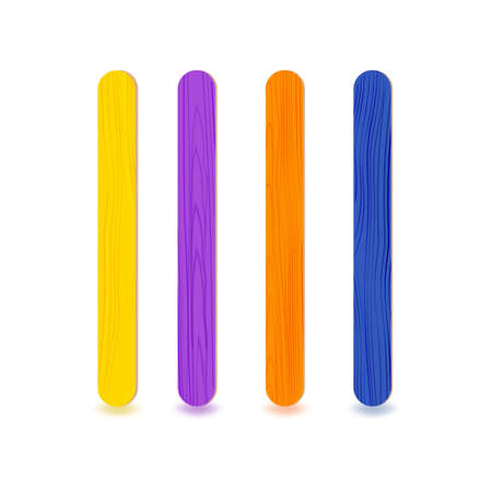 Isolated items on white background.Realistic 3D wooden colored, or plastic sticks.のイラスト素材
