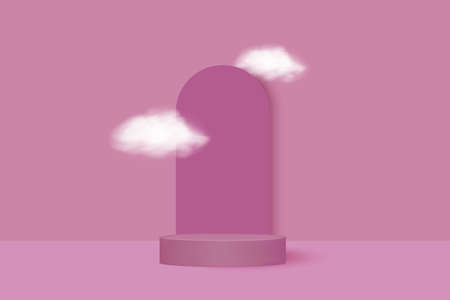 Cosmetic product display platform.Abstract realistic cylindrical podium.のイラスト素材