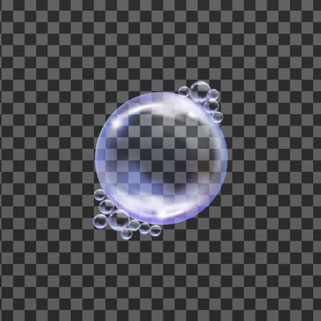 Reaistic colored balls.Vector texture.Flying transparent soap bubbles.のイラスト素材