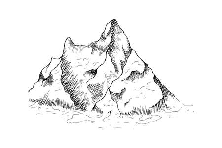 Peaks, rocks and hills in the snow. Ski-resorts.のイラスト素材