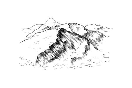 Peaks, rocks and hills in the snow. Ski-resorts.のイラスト素材